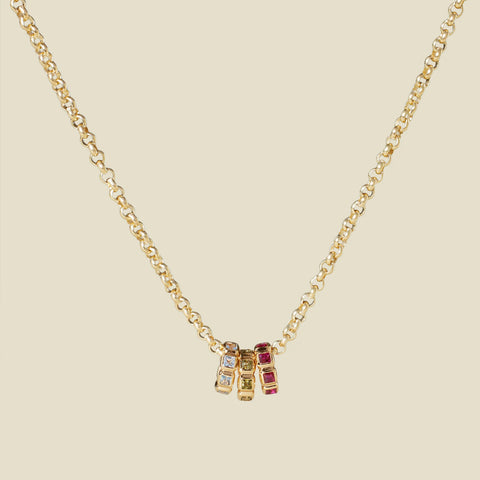 Birthstone Spacer Charm Stacker Necklace