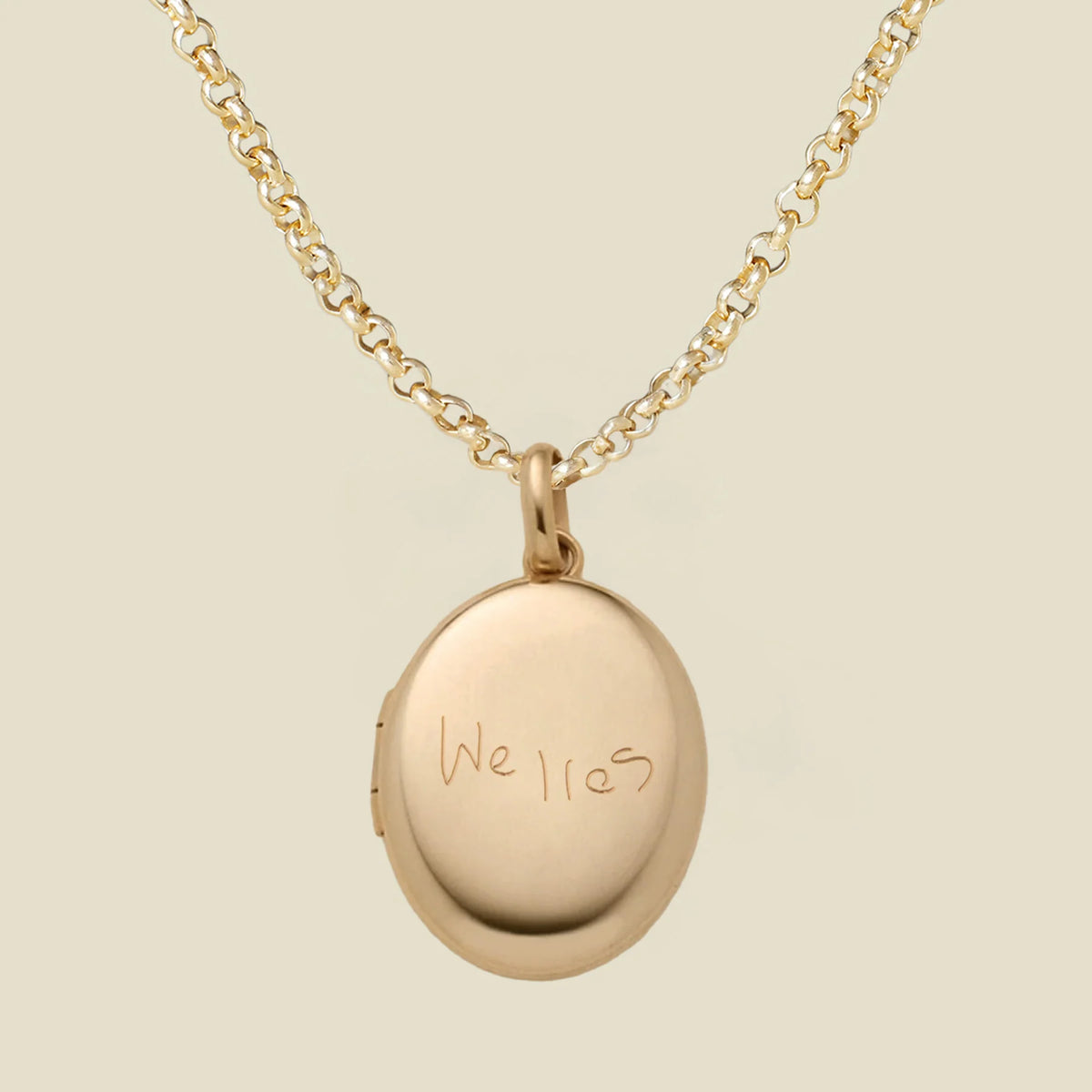 Engraved Handwriting Rolo Mini Locket Necklace