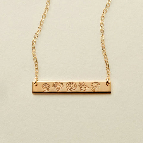 Birth Flower Bar Necklace