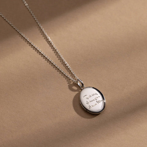 Engraved Handwriting Mini Locket Necklace