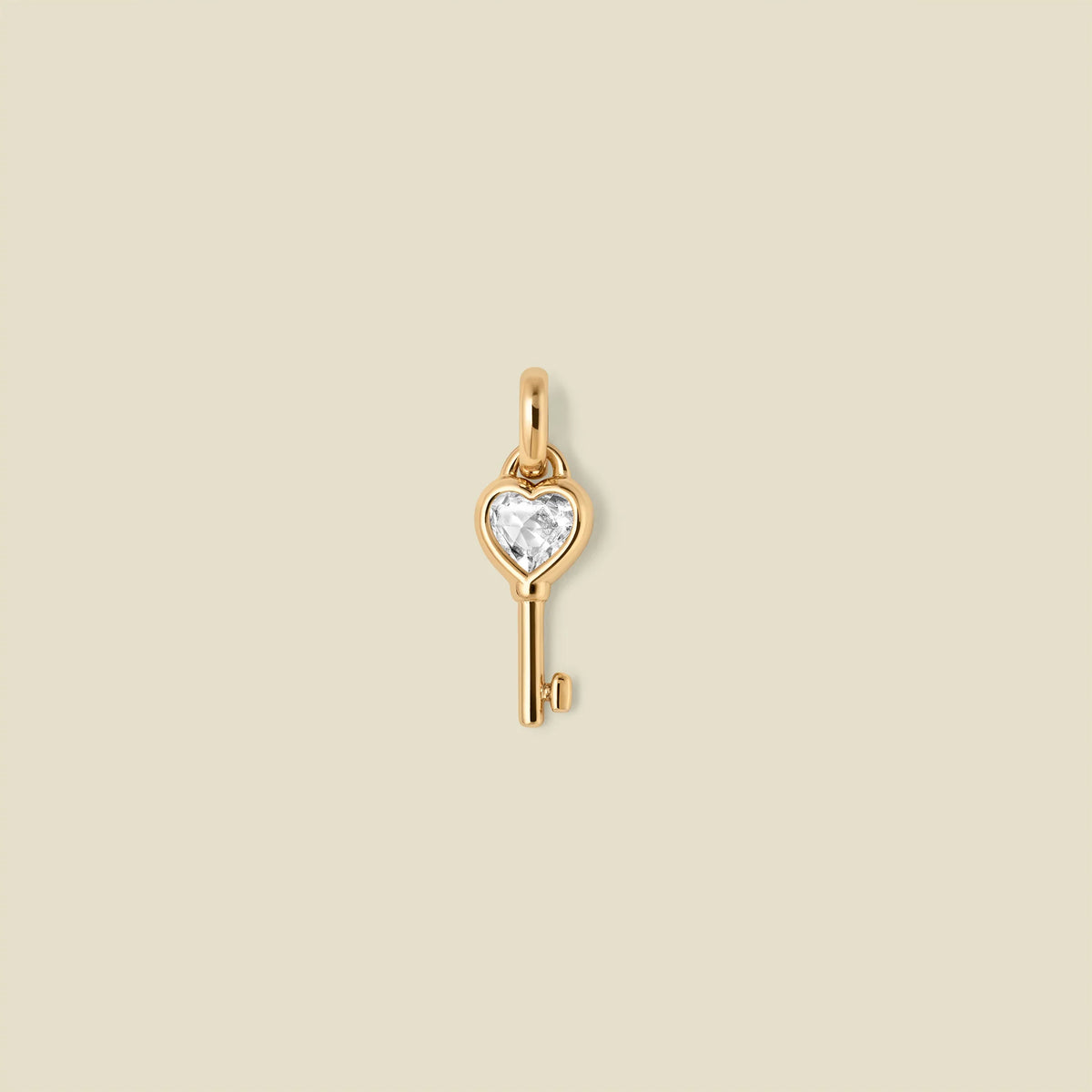 CZ Heart Key Charm