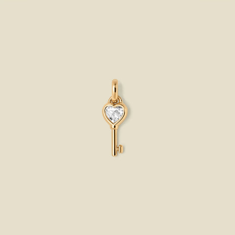 CZ Heart Key Charm