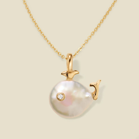 Pearl Whale Charm Necklace